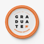 Orange Bold GRADUATE Letters and Cap Pappteller (Vorderseite)
