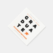 Orange Bold GRADUATE Letters and Cap Serviette (Ecke)