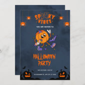 Orange Bold Halloween-Party Einladung (Vorne/Hinten)