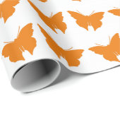 Orange Bold Mod Butterflies Geschenkpapier (Rolleneckpunkt)