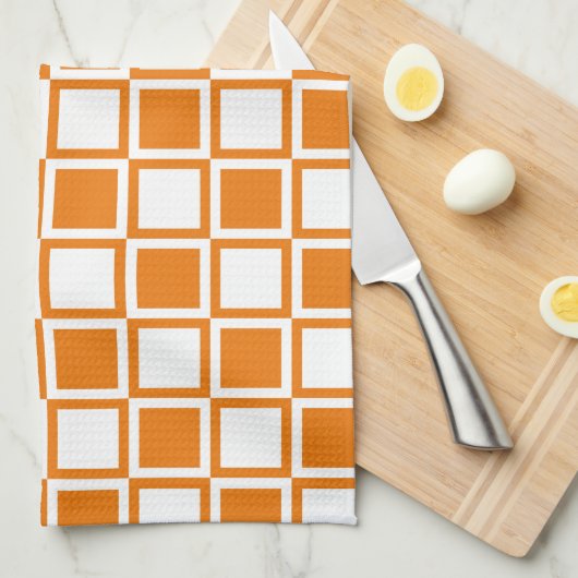 Orange Bold Mod Squares Geschirrtuch (Viertel Falte)