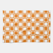 Orange Bold Mod Squares Geschirrtuch (Horizontal)