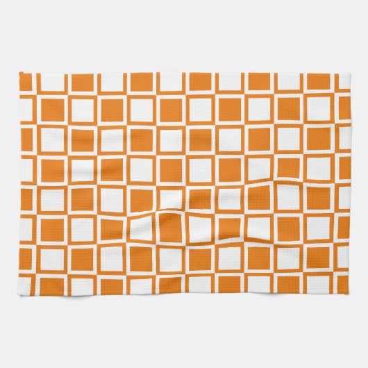Orange Bold Mod Squares Geschirrtuch (Horizontal)