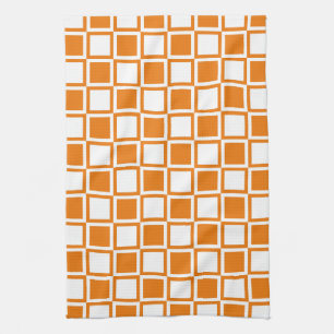 Orange Bold Mod Squares Geschirrtuch