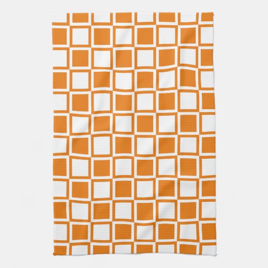 Orange Bold Mod Squares Geschirrtuch (Vertikal)