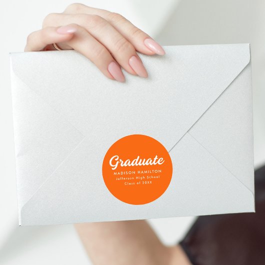 Orange | Bold Script-Abschluss Runder Aufkleber