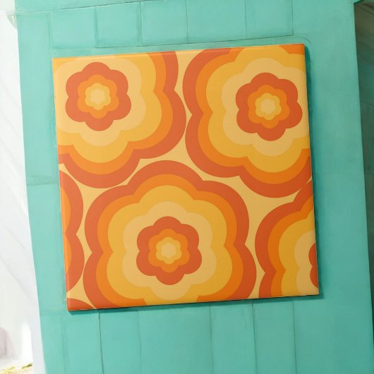 Orange Bold Y2K Wildblume Lebhafte Frühjahrsdekor Fliese