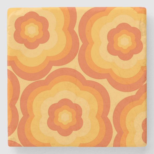 Orange Bold Y2K Wildblume Lebhafte Frühjahrsdekor Steinuntersetzer (Vorderseite)