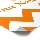 Orange Bold Zickzack mit Monogramm Poster (Ecke)