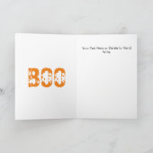 Orange Boo Halloween Gruseliger Totenkopf Muster Karte (Innenseite)