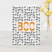 Orange Boo Halloween Gruseliger Totenkopf Muster Karte (Gelbe Blume)