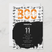 Orange Boo Halloween Spooky Skull Geburtstag Einladung (Vorderseite)