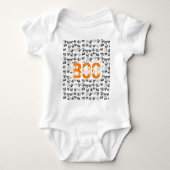 Orange Boo Halloween Spooky Skull Pattern Baby Strampler (Vorderseite)