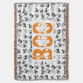 Orange Boo Halloween Spooky Skull Pattern Decke (Vorderseite Vertikal)