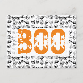 Orange Boo Halloween Spooky Skull Pattern Feiertagspostkarte