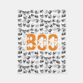 Orange Boo Halloween Spooky Skull Pattern Fleecedecke (Vorderseite)