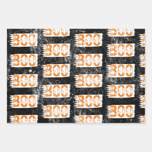Orange Boo Halloween Spooky Skull Pattern Geschenkpapier Set (Vorderseite 3)