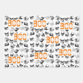 Orange Boo Halloween Spooky Skull Pattern Geschenkpapier Set (Vorderseite)