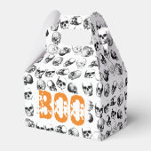 Orange Boo Halloween Spooky Skull Pattern Geschenkschachtel (Rückseite)