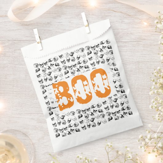 Orange Boo Halloween Spooky Skull Pattern Geschenktütchen (Ausgeschnitten)