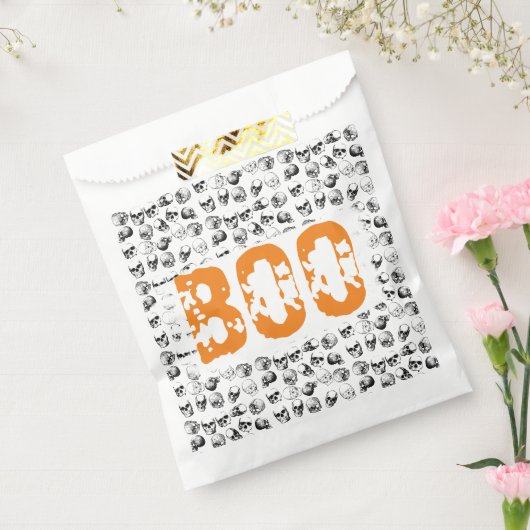 Orange Boo Halloween Spooky Skull Pattern Geschenktütchen (Versiegelt)