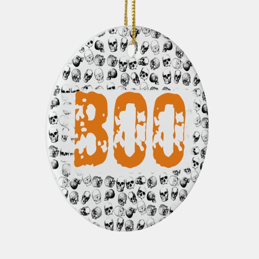 Orange Boo Halloween Spooky Skull Pattern Keramik Ornament (Rechts)