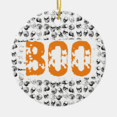 Orange Boo Halloween Spooky Skull Pattern Keramik Ornament (Vorne)