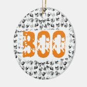 Orange Boo Halloween Spooky Skull Pattern Keramik Ornament (Links)