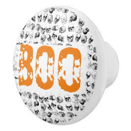 Orange Boo Halloween Spooky Skull Pattern Keramikknauf