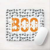 Orange Boo Halloween Spooky Skull Pattern Mousepad (Mit Mouse)