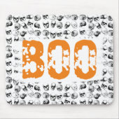 Orange Boo Halloween Spooky Skull Pattern Mousepad (Vorne)
