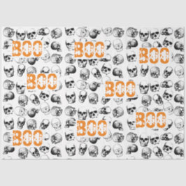 Orange Boo Halloween Spooky Skull Pattern Seidenpapier