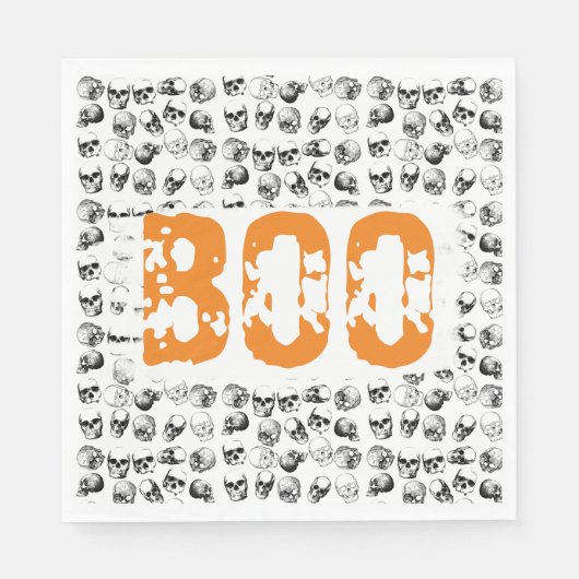Orange Boo Halloween Spooky Skull Pattern Serviette (Vorderseite)