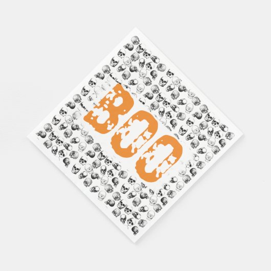 Orange Boo Halloween Spooky Skull Pattern Serviette (Ecke)