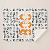 Orange Boo Halloween Spooky Skull Pattern Sherpadecke (Vorderseite (Horizontal))