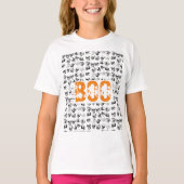 Orange Boo Halloween Spooky Skull Pattern T-Shirt (Vorderseite)