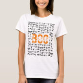 Orange Boo Halloween Spooky Skull Pattern T-Shirt (Vorderseite)