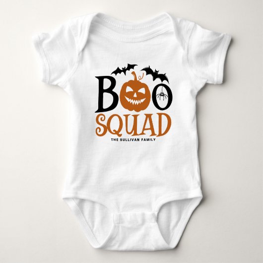 Orange Boo Squad Spooky Letween Halloween Baby Strampler (Vorderseite)