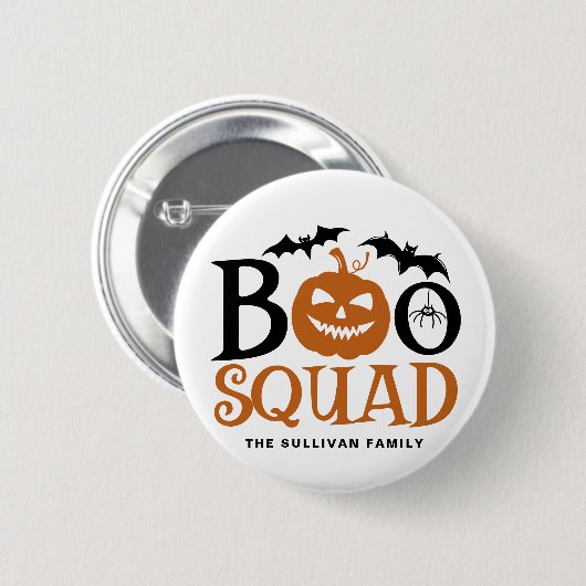 Orange Boo Squad Spooky Letween Halloween Button (Vorne & Hinten)