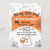 Orange Boo Tag Geburtstag Einladung (Vorne/Hinten)