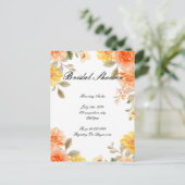 ORANGE BOTANICAL BRIDAL SHOWING INVITATION ANKÜNDIGUNGSPOSTKARTE (Stehend Vorderseite)