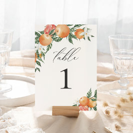 Orange Botanical Citrus Mode Wedding Tischnummer