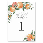 Orange Botanical Citrus Mode Wedding Tischnummer (Vorderseite)
