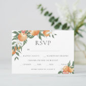 Orange Botanical Citrus Modern Wedding RSVP Einladung (Stehend Vorderseite)