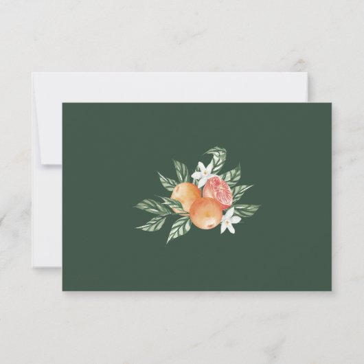 Orange Botanical Citrus Modern Wedding RSVP Einladung (Rückseite)