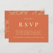 Orange Botanical Elegant Wedding RSVP Card (Vorne/Hinten)
