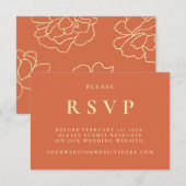 Orange Botanical Elegant Wedding RSVP Card Karte (Vorne/Hinten)