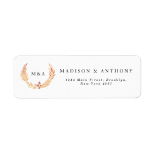 Orange Botanical Wreath Monogram Wedding