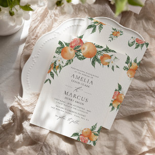 Orange Botanische Zitrone Moderne Hochzeitseinladu Einladung