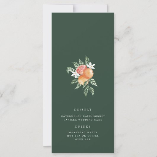 Orange Botanische Zitrusfrüchte Modernes Hochzeitm (Rückseite)